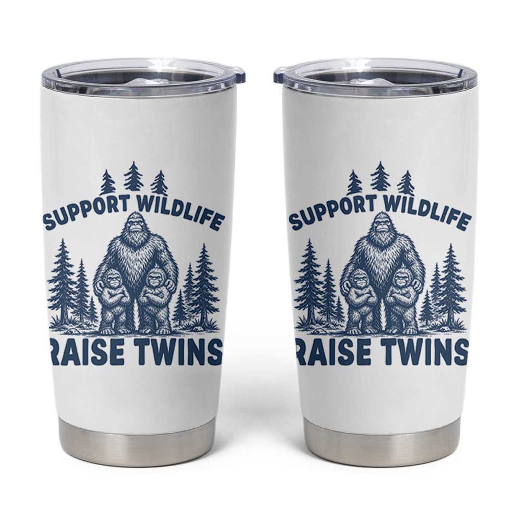 Support Wildlife Raise Twins Tumbler Cup Twin Dad Mom Parent Bigfoot Family
