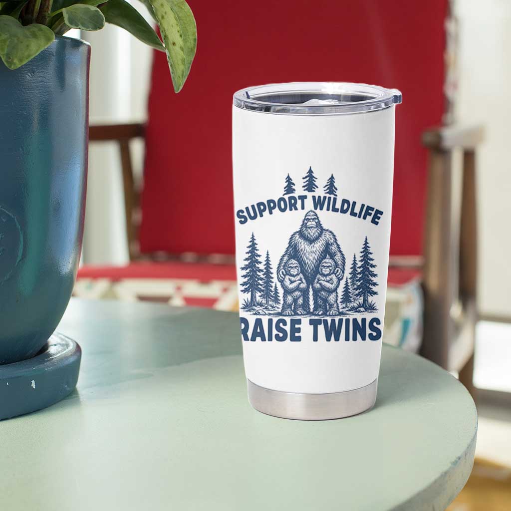 Support Wildlife Raise Twins Tumbler Cup Twin Dad Mom Parent Bigfoot Family