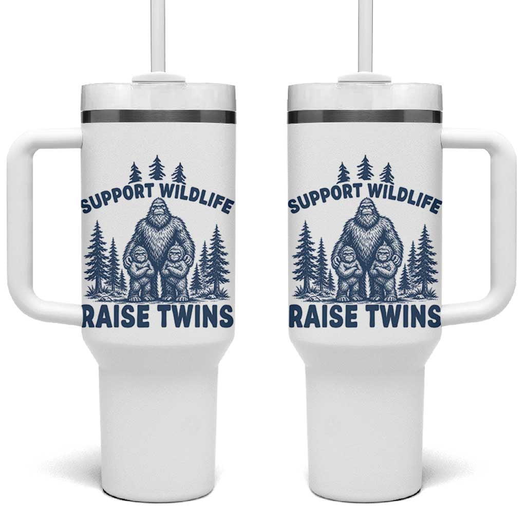 Support Wildlife Raise Twins Tumbler With Handle Twin Dad Mom Parent Bigfoot Family