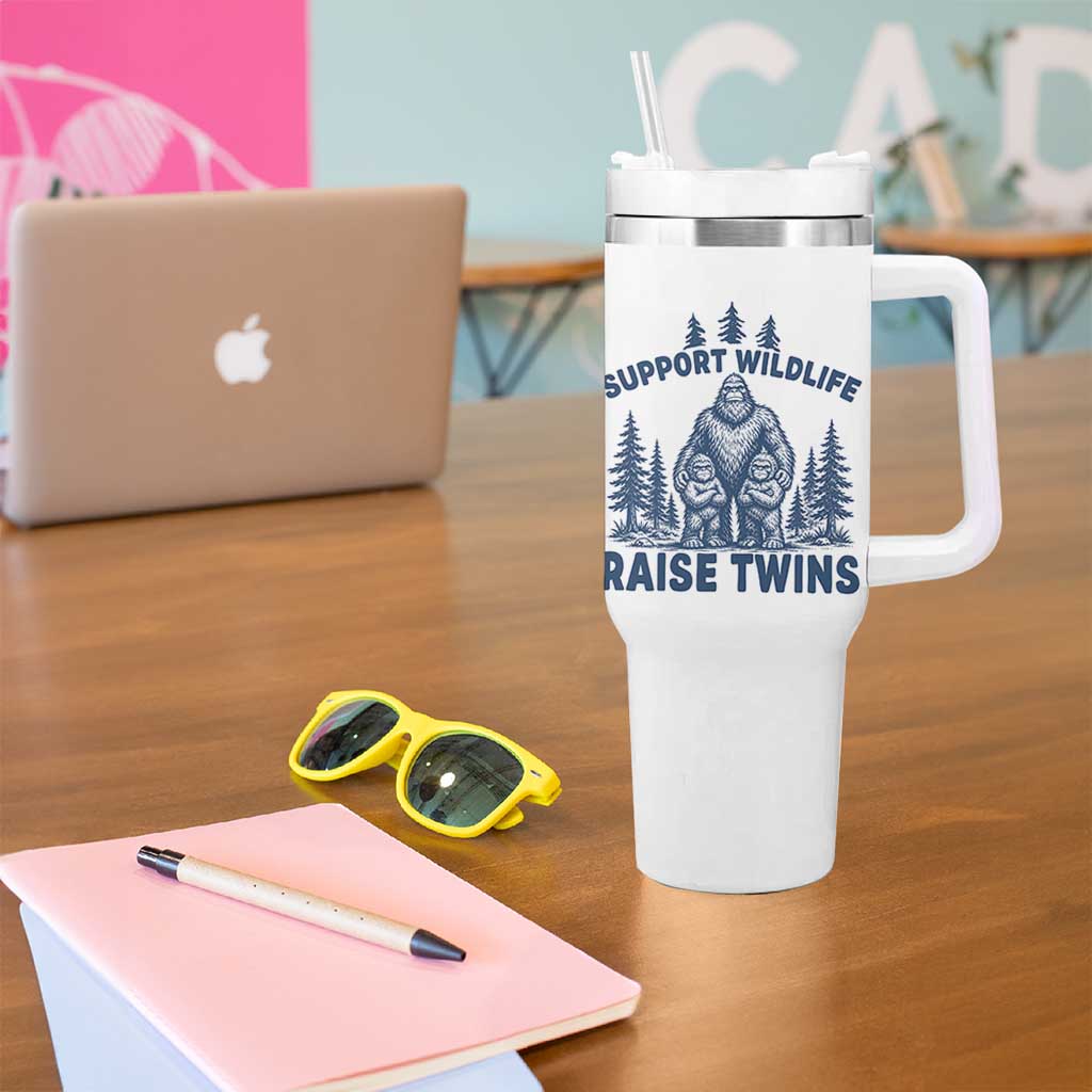 Support Wildlife Raise Twins Tumbler With Handle Twin Dad Mom Parent Bigfoot Family
