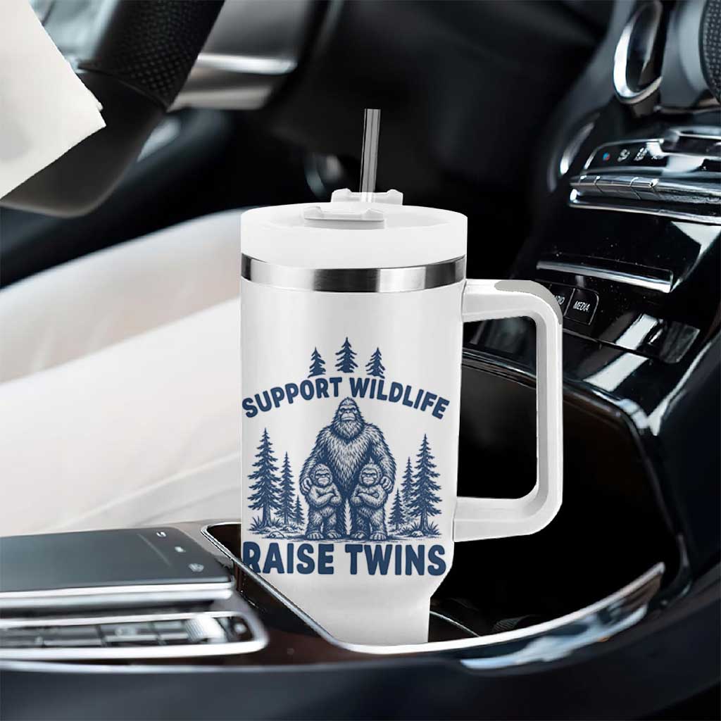 Support Wildlife Raise Twins Tumbler With Handle Twin Dad Mom Parent Bigfoot Family