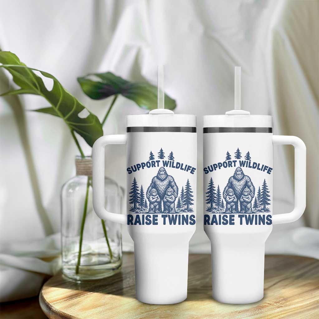 Support Wildlife Raise Twins Tumbler With Handle Twin Dad Mom Parent Bigfoot Family
