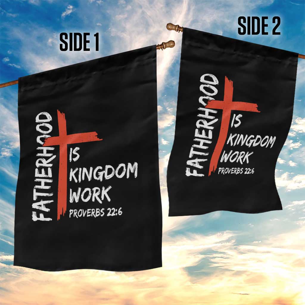 Fatherhood Is Kingdom Work Garden Flag Vintage Christian Dad Cross Bible Verse