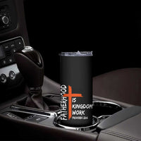 Fatherhood Is Kingdom Work Skinny Tumbler Vintage Christian Dad Cross Bible Verse