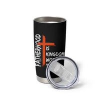 Fatherhood Is Kingdom Work Tumbler Cup Vintage Christian Dad Cross Bible Verse