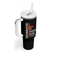Fatherhood Is Kingdom Work Tumbler With Handle Vintage Christian Dad Cross Bible Verse