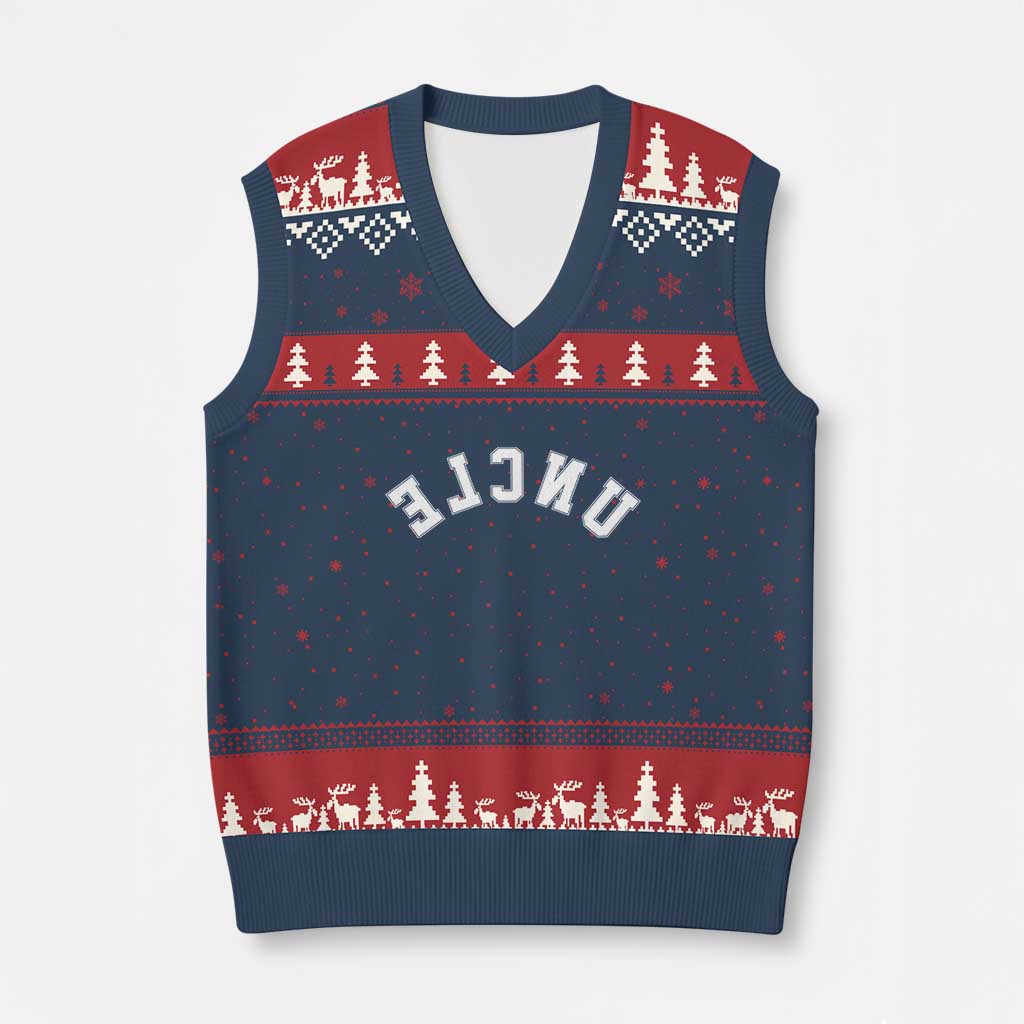 Uncles V-Neck Knit Sweater Vest Pregnancy Announcement Gifts For Uncle Retro Upside Down Text