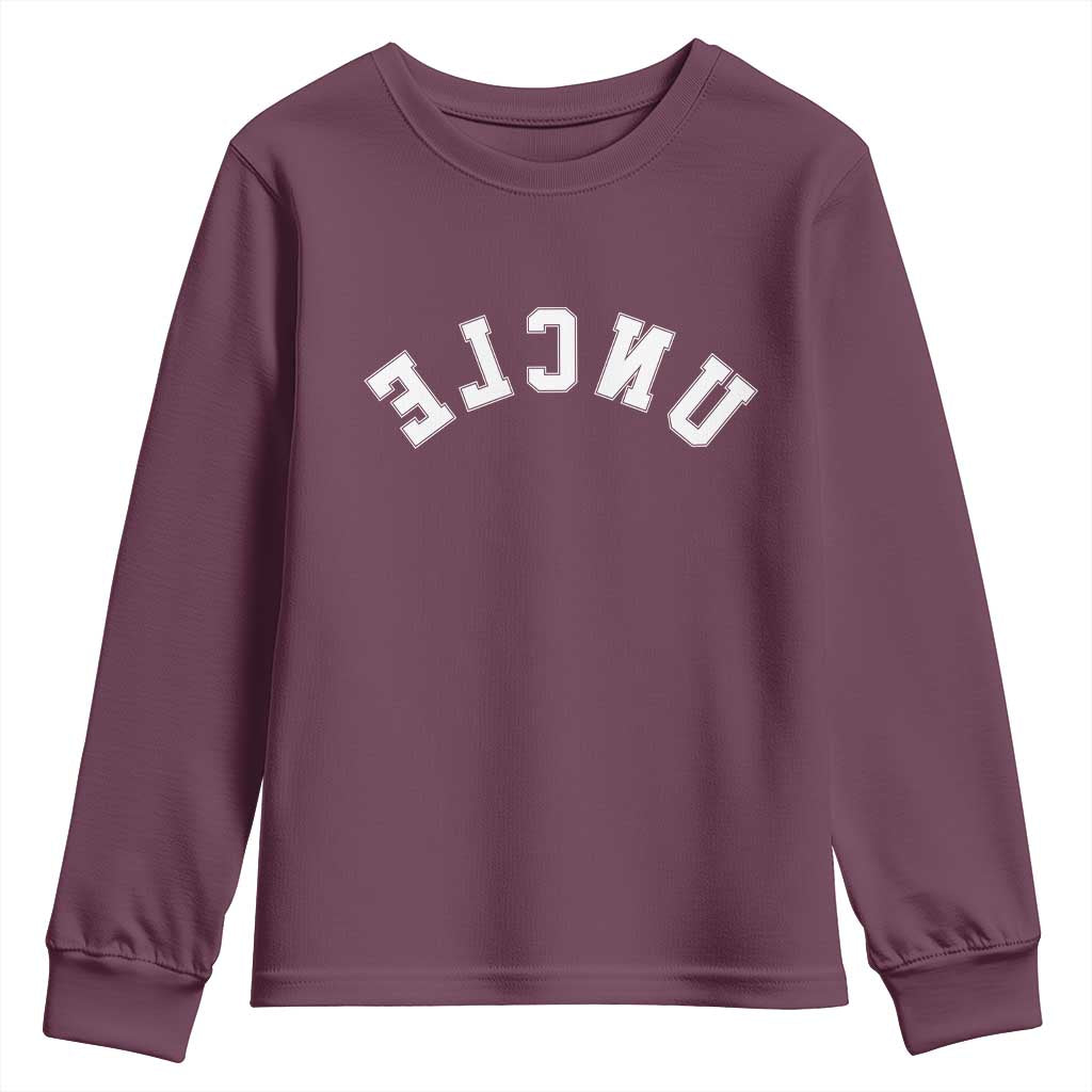 Uncles Youth Sweatshirt Pregnancy Announcement Gifts For Uncle Retro Upside Down Text