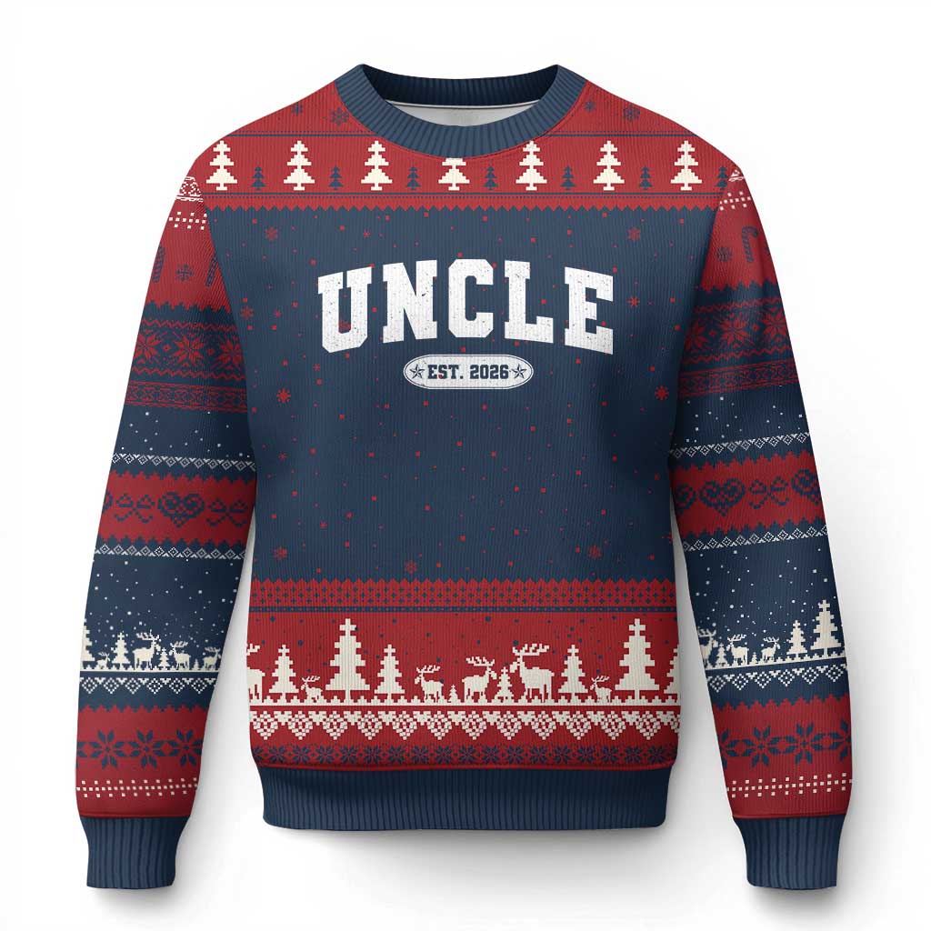 Promoted To Uncle Est 2026 Ugly Christmas Sweater New Uncle Gift