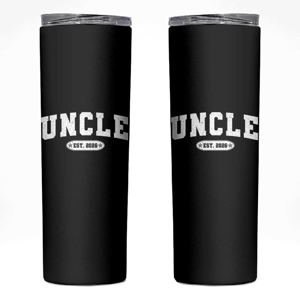 Promoted To Uncle Est 2026 Skinny Tumbler New Uncle Gift
