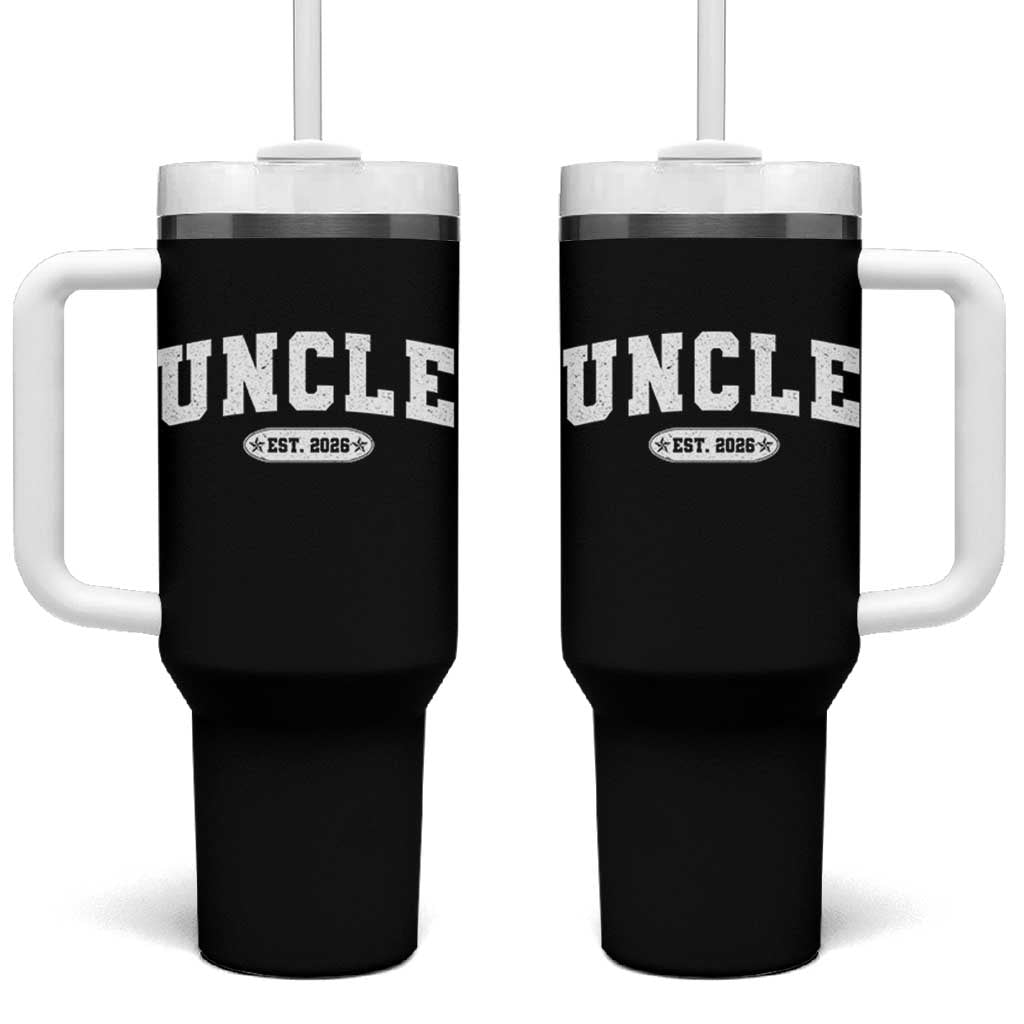 Promoted To Uncle Est 2026 Tumbler With Handle New Uncle Gift