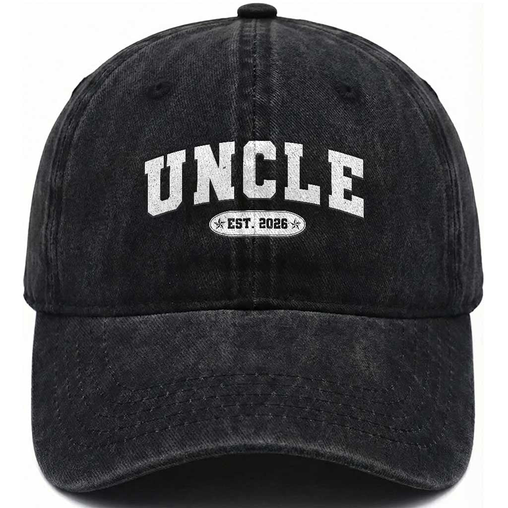 Promoted To Uncle Est 2026 Washed Cotton Baseball Cap New Uncle Gift