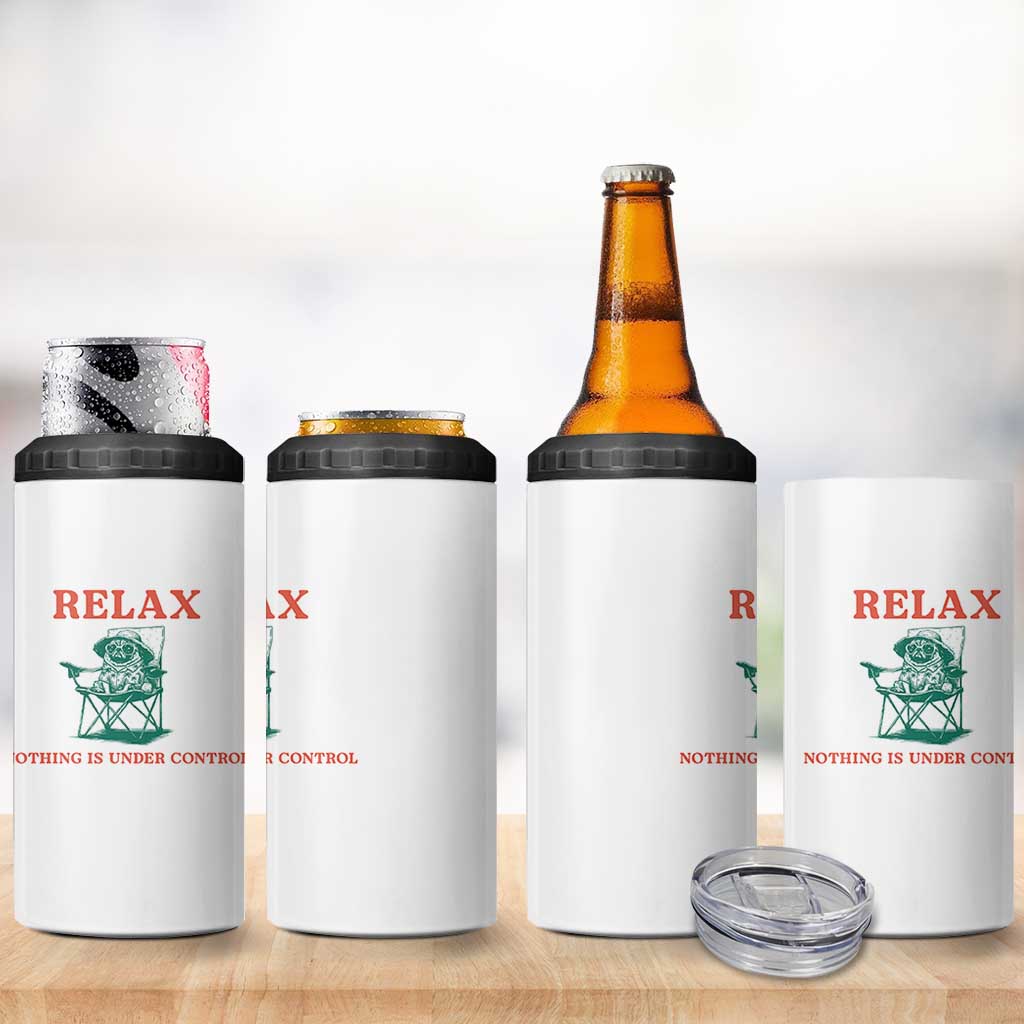Chill Pug 4 in 1 Can Cooler Tumbler Vintage Dog Lovers Relax Nothing Is Under Control Summer Chilling Vibes