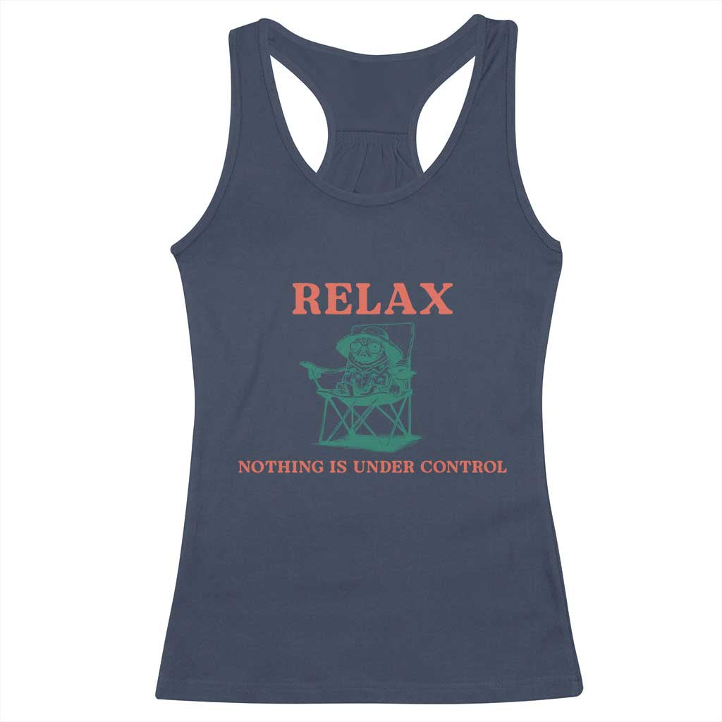 Chill Pug Racerback Tank Top Vintage Dog Lovers Relax Nothing Is Under Control Summer Chilling Vibes