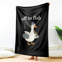 Funny Goose Fishing Throw Blanket Off to Fish Cute Waterfowl Angler Gift for Fishing Lovers