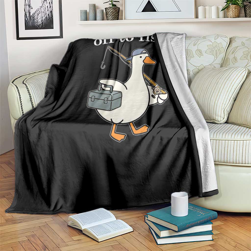 Funny Goose Fishing Throw Blanket Off to Fish Cute Waterfowl Angler Gift for Fishing Lovers