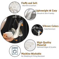 Funny Goose Fishing Throw Blanket Off to Fish Cute Waterfowl Angler Gift for Fishing Lovers