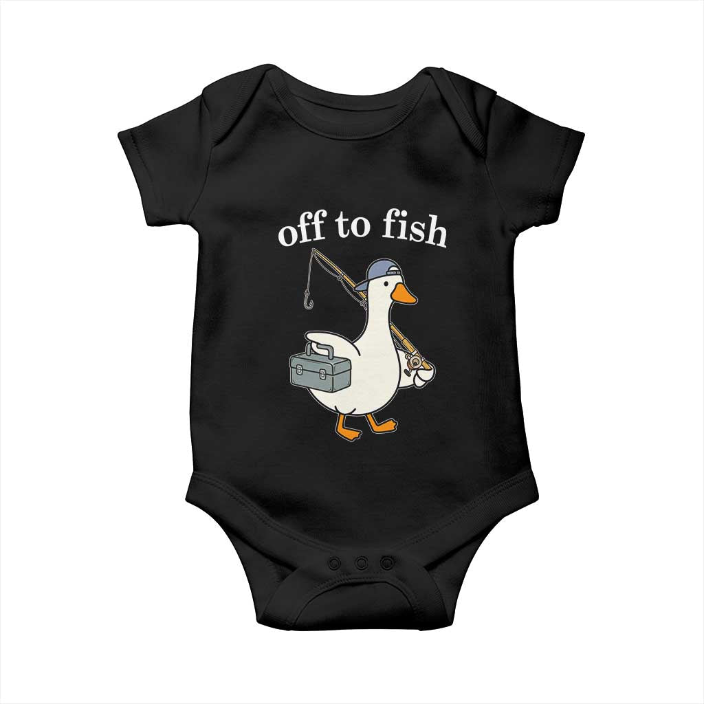 Funny Goose Fishing Baby Onesie Off to Fish Cute Waterfowl Angler Gift for Fishing Lovers