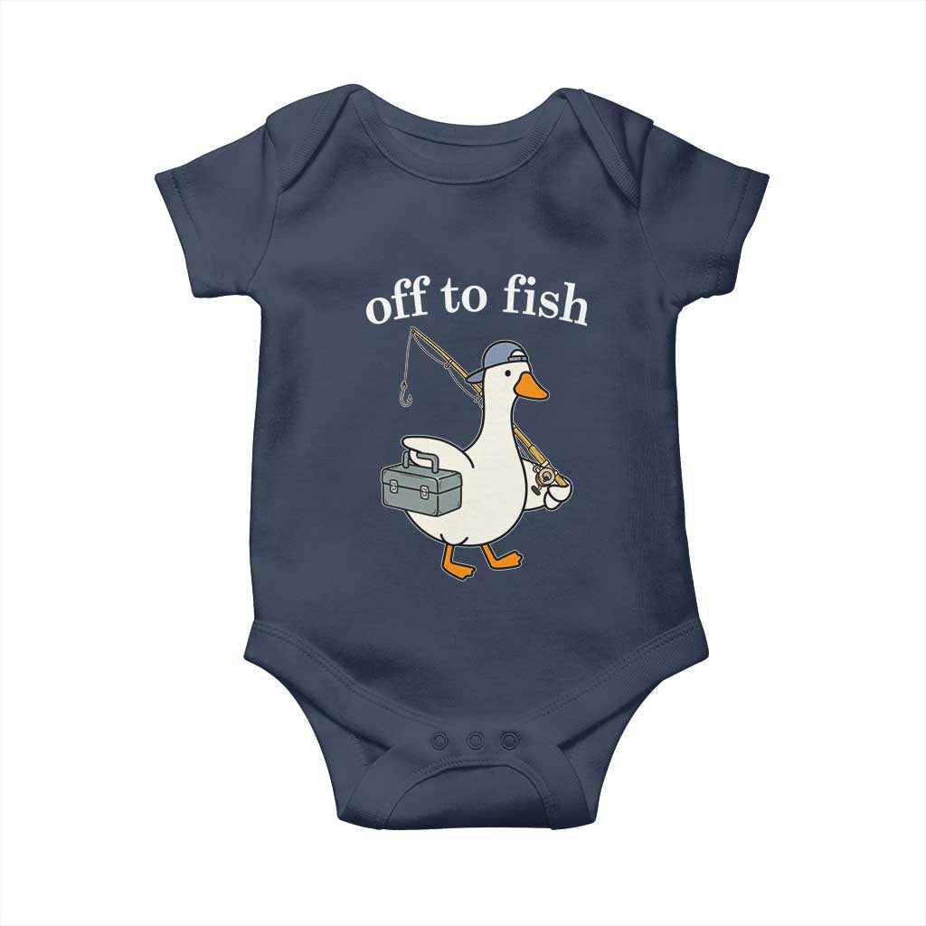 Funny Goose Fishing Baby Onesie Off to Fish Cute Waterfowl Angler Gift for Fishing Lovers