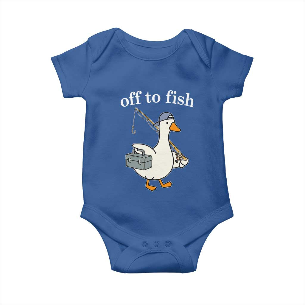 Funny Goose Fishing Baby Onesie Off to Fish Cute Waterfowl Angler Gift for Fishing Lovers