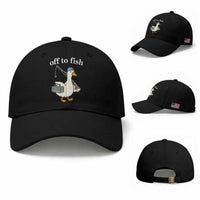 Funny Goose Fishing Baseball Cap Off to Fish Cute Waterfowl Angler Gift for Fishing Lovers