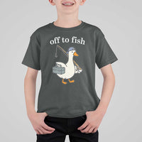 Funny Goose Fishing T Shirt For Kid Off to Fish Cute Waterfowl Angler Gift for Fishing Lovers