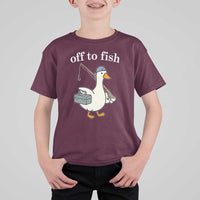 Funny Goose Fishing T Shirt For Kid Off to Fish Cute Waterfowl Angler Gift for Fishing Lovers