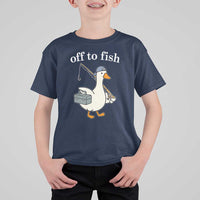 Funny Goose Fishing T Shirt For Kid Off to Fish Cute Waterfowl Angler Gift for Fishing Lovers