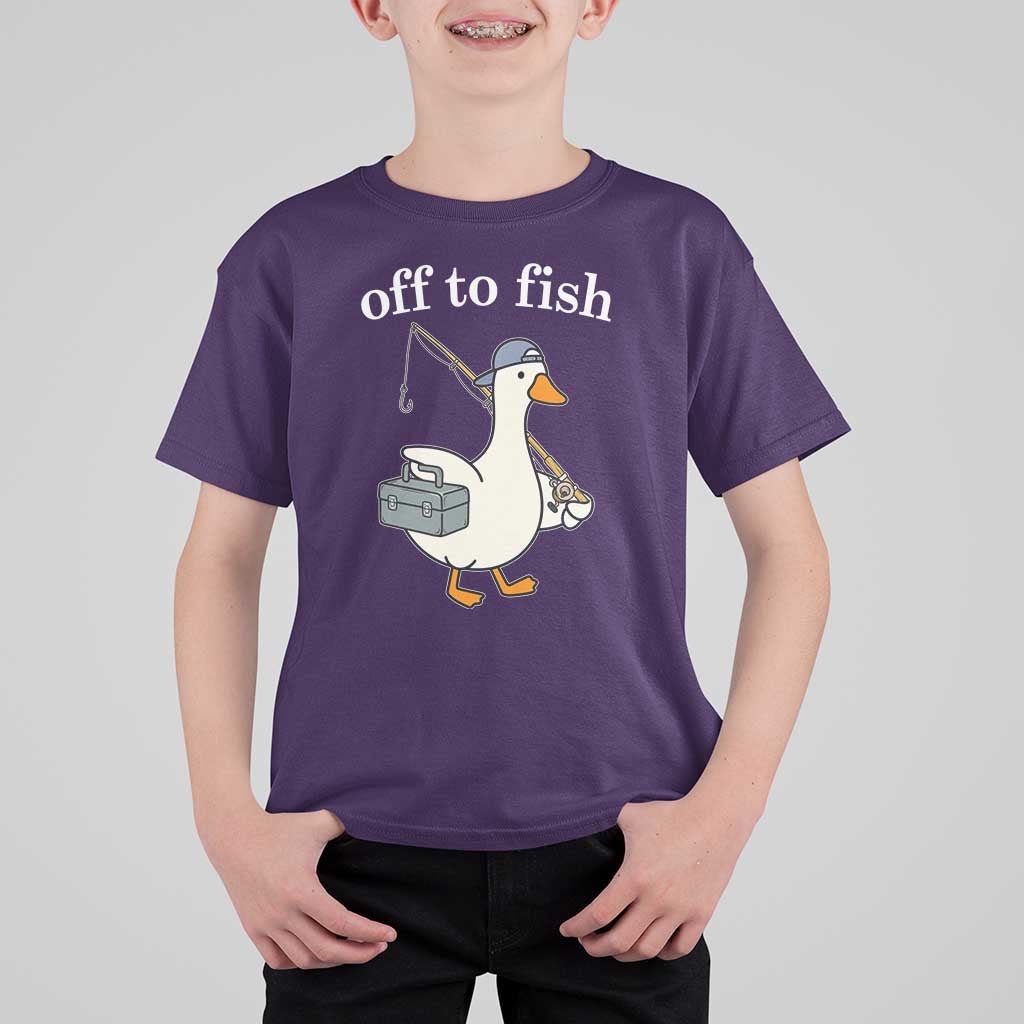 Funny Goose Fishing T Shirt For Kid Off to Fish Cute Waterfowl Angler Gift for Fishing Lovers