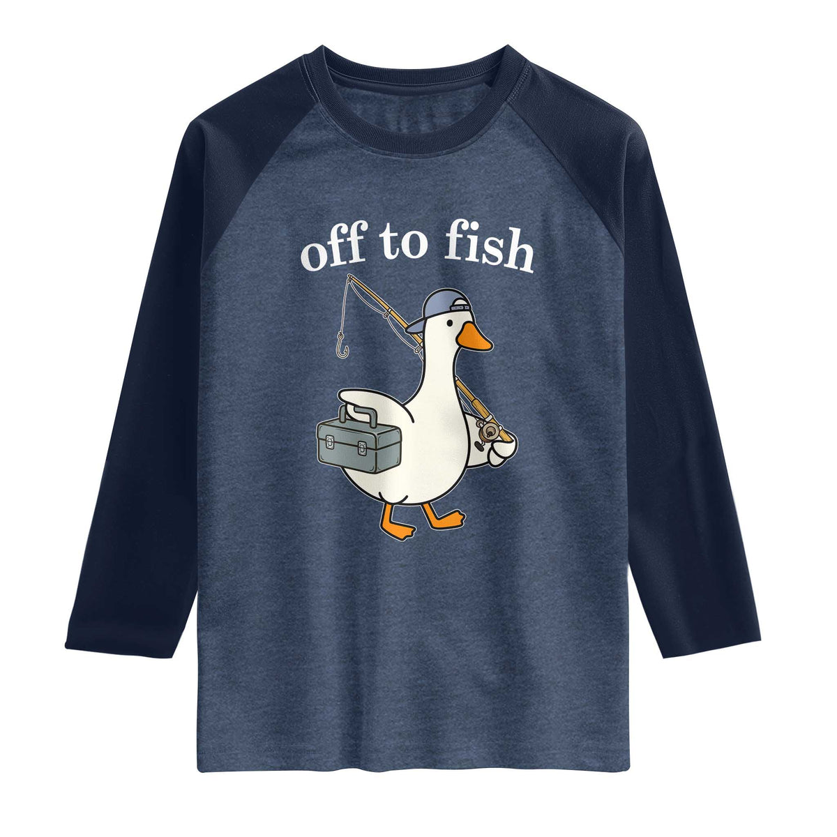 Funny Goose Fishing Raglan Shirt Off to Fish Cute Waterfowl Angler Gift for Fishing Lovers