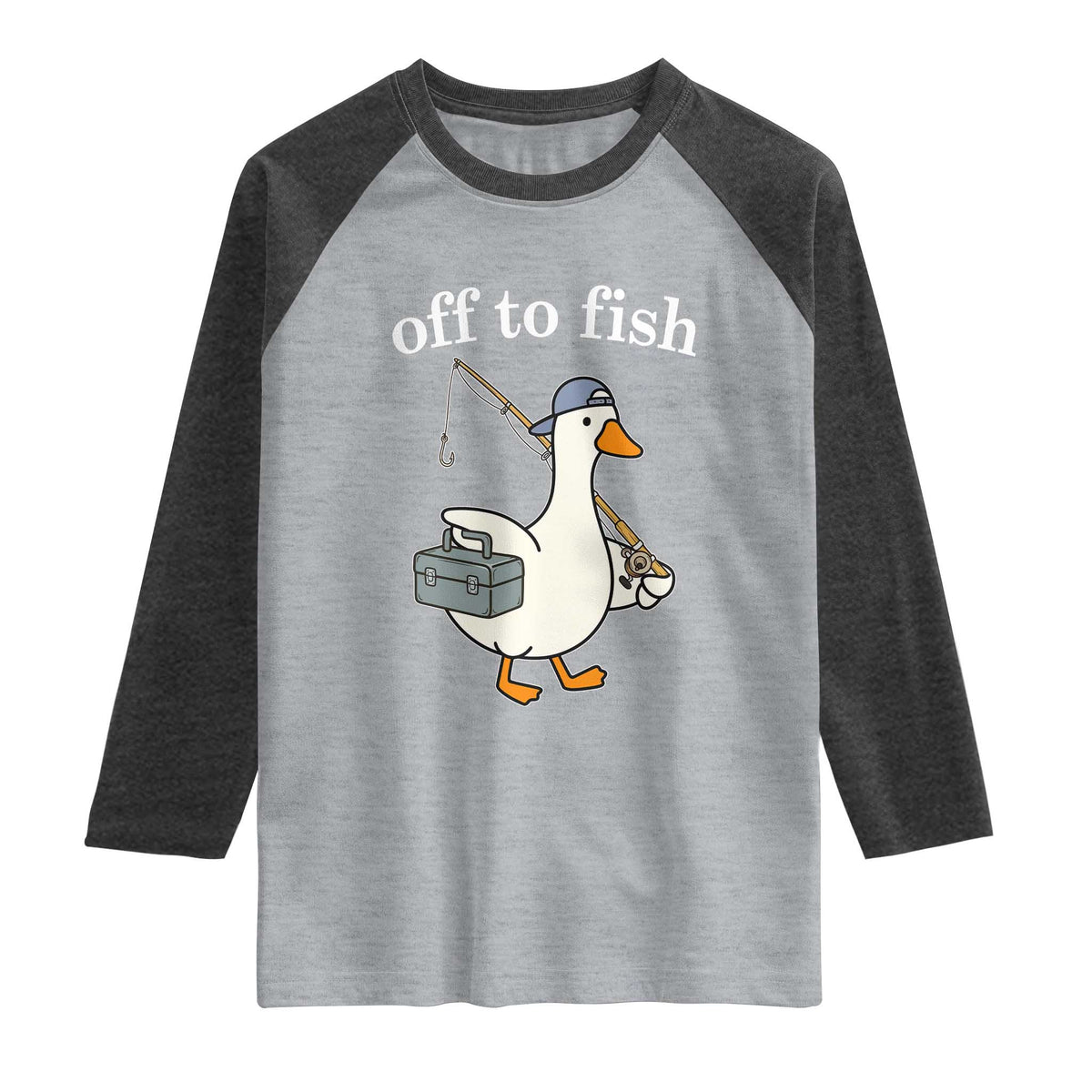 Funny Goose Fishing Raglan Shirt Off to Fish Cute Waterfowl Angler Gift for Fishing Lovers