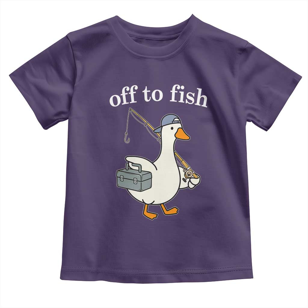 Funny Goose Fishing Toddler T Shirt Off to Fish Cute Waterfowl Angler Gift for Fishing Lovers
