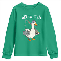 Funny Goose Fishing Youth Sweatshirt Off to Fish Cute Waterfowl Angler Gift for Fishing Lovers
