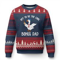 Funny Stepdad Silly Goose Ugly Christmas Sweater Off To Be The Cool Bonus Dad