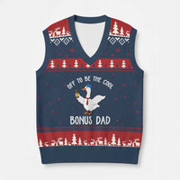 Funny Stepdad Silly Goose V-Neck Knit Sweater Vest Off To Be The Cool Bonus Dad
