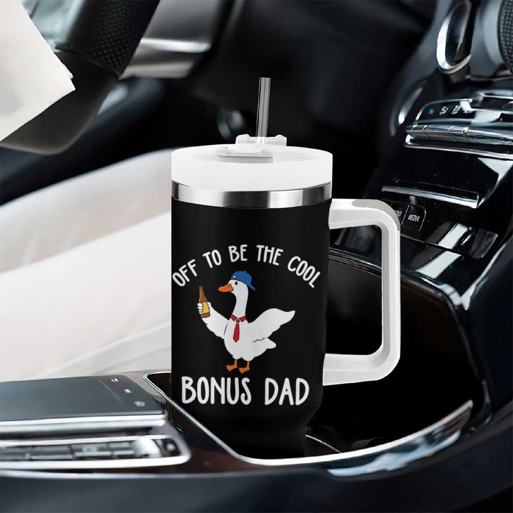 Funny Stepdad Silly Goose Tumbler With Handle Off To Be The Cool Bonus Dad