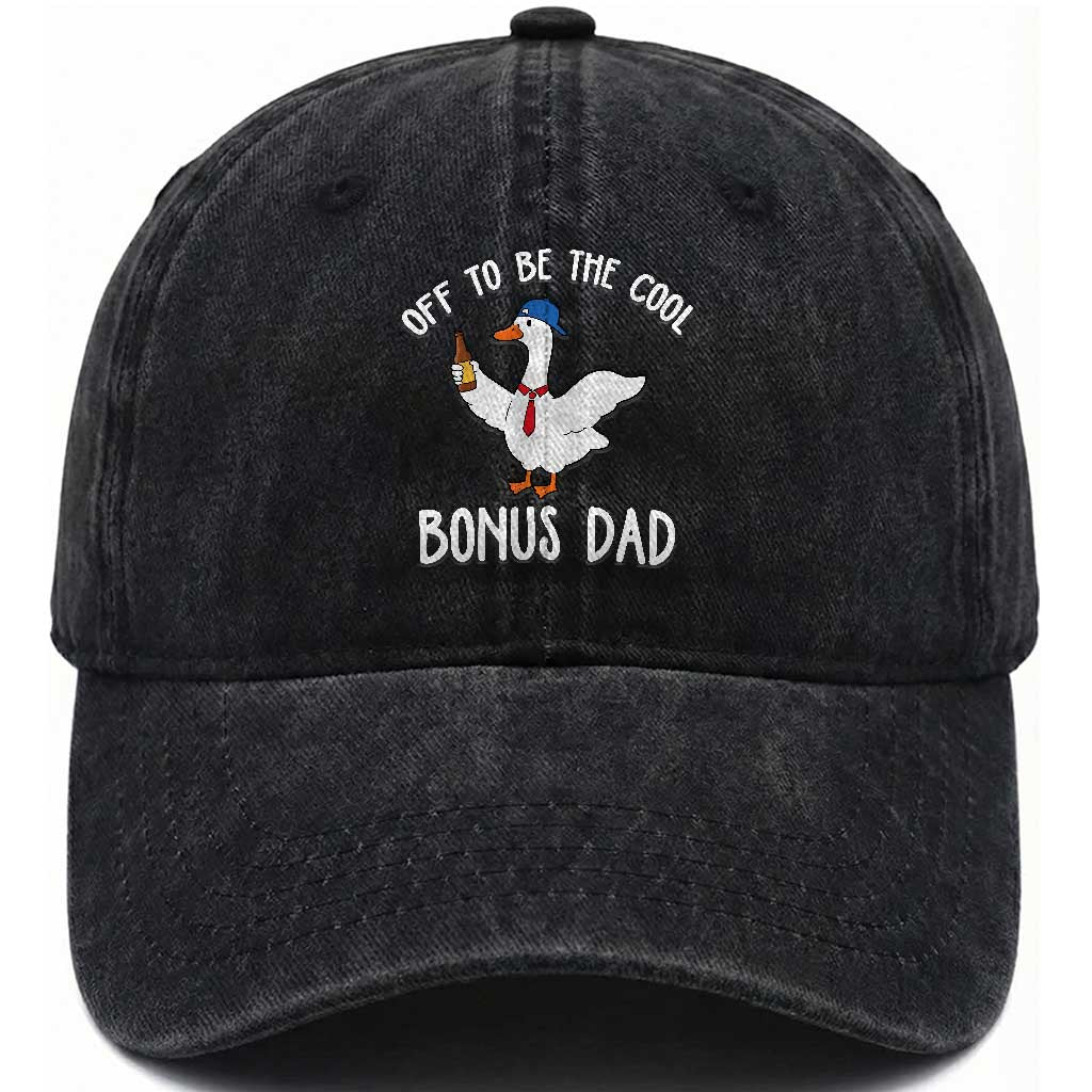 Funny Stepdad Silly Goose Washed Cotton Baseball Cap Off To Be The Cool Bonus Dad