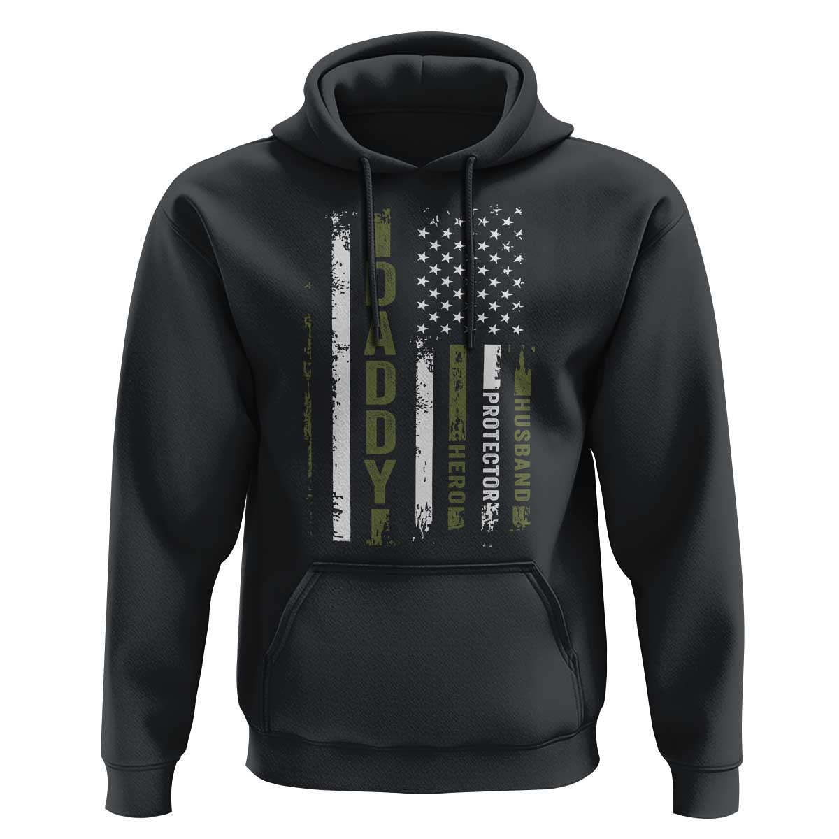 Daddy Husband Protector Hero Hoodie Fathers Day Vintage American Flag