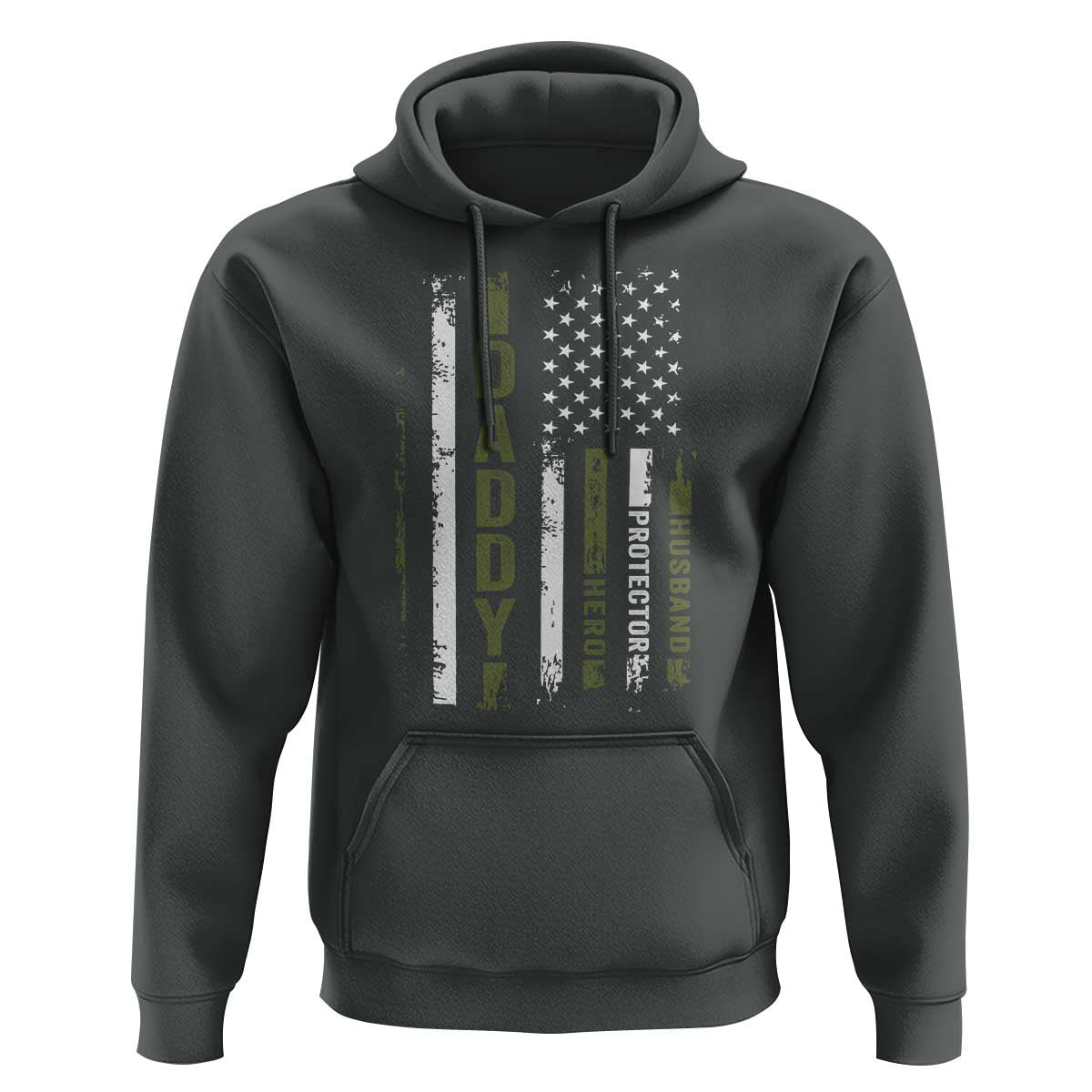 Daddy Husband Protector Hero Hoodie Fathers Day Vintage American Flag