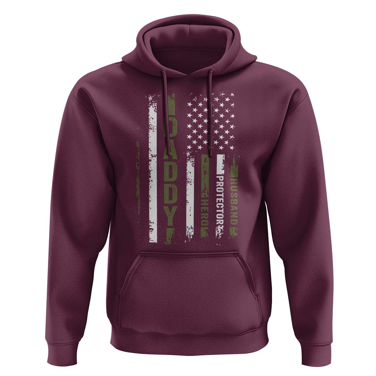 Daddy Husband Protector Hero Hoodie Fathers Day Vintage American Flag