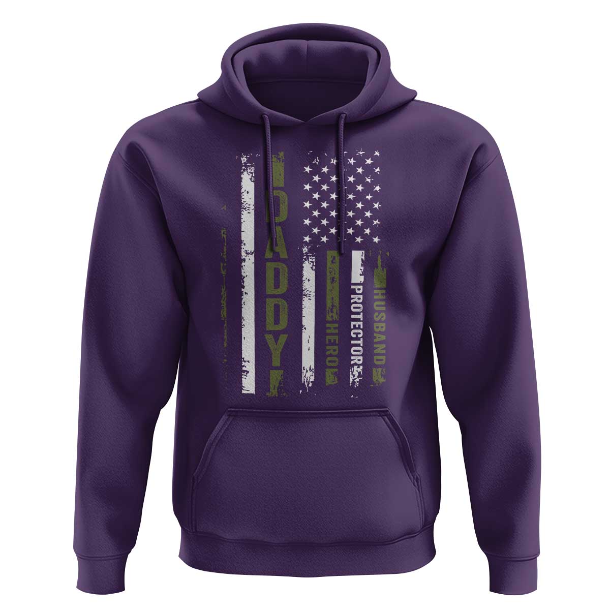 Daddy Husband Protector Hero Hoodie Fathers Day Vintage American Flag
