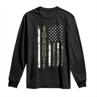 Daddy Husband Protector Hero Long Sleeve Shirt Fathers Day Vintage American Flag