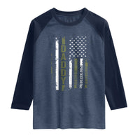 Daddy Husband Protector Hero Raglan Shirt Fathers Day Vintage American Flag
