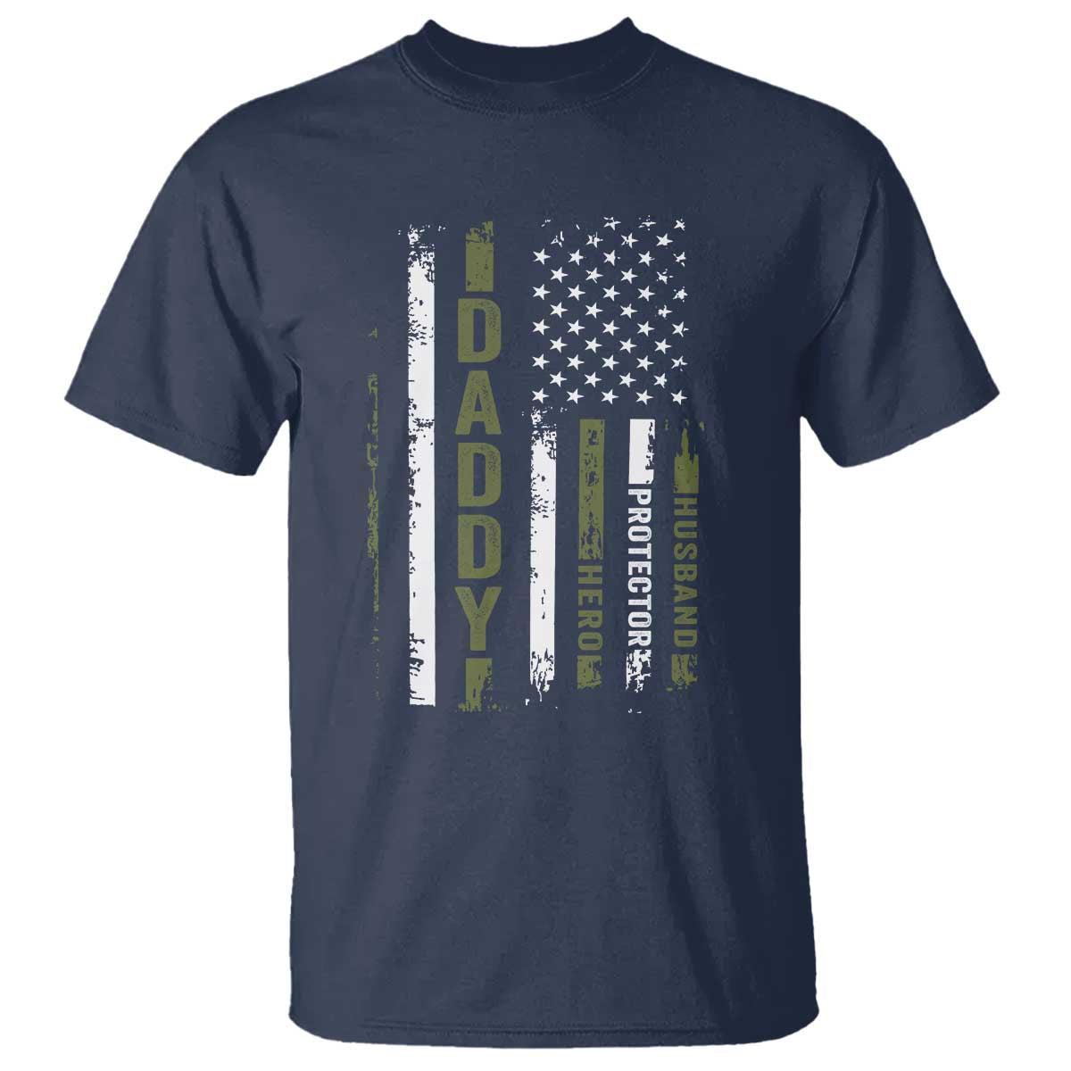 Daddy Husband Protector Hero T Shirt Fathers Day Vintage American Flag