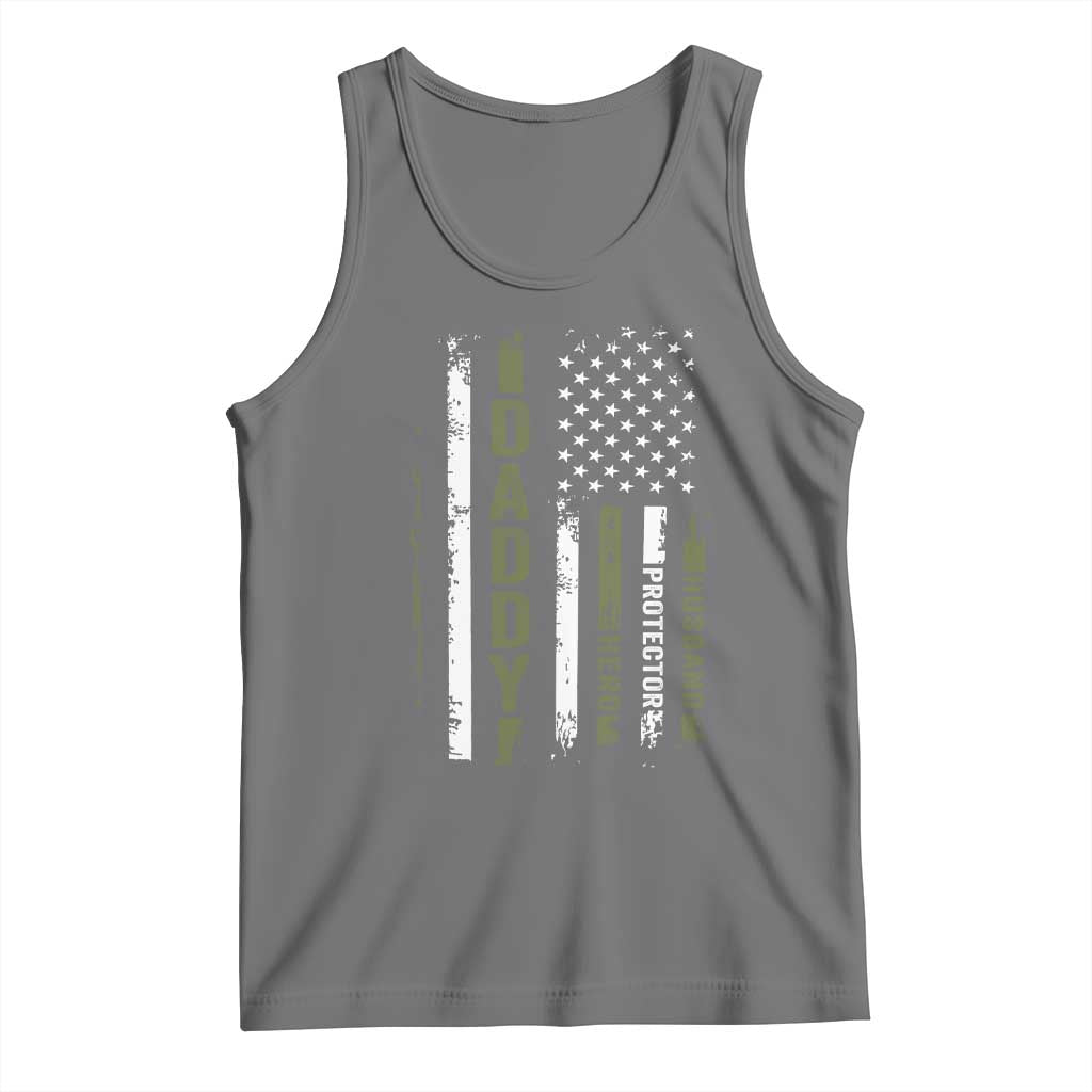 Daddy Husband Protector Hero Tank Top Fathers Day Vintage American Flag