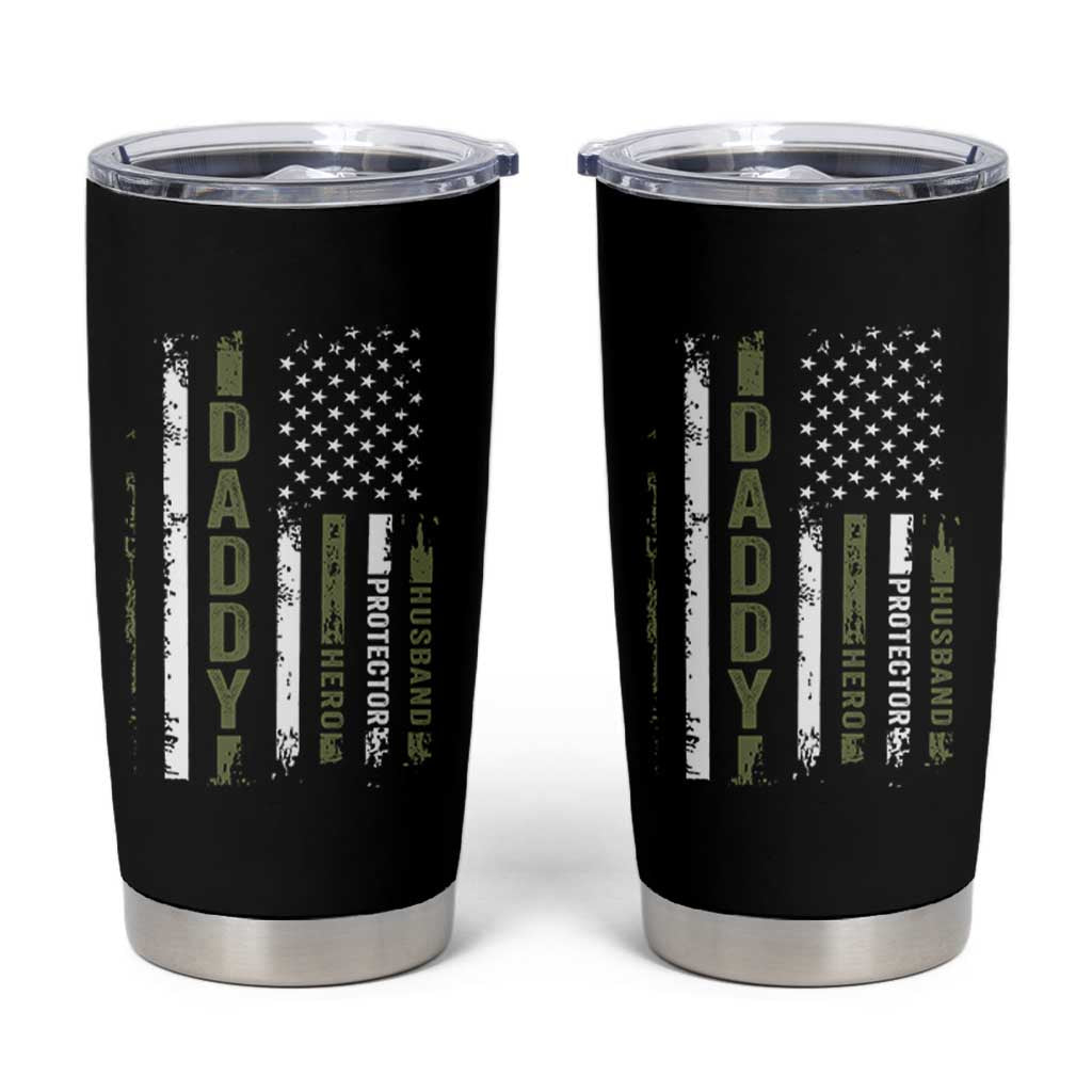Daddy Husband Protector Hero Tumbler Cup Fathers Day Vintage American Flag