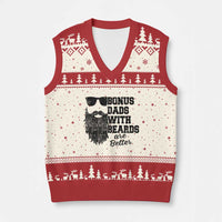 Bonus Dads With Beards Are Better V-Neck Knit Sweater Vest Retro Step Dad Fathers Day