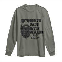 Bonus Dads With Beards Are Better Long Sleeve Shirt Retro Step Dad Fathers Day