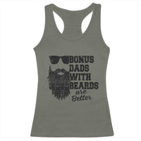 Bonus Dads With Beards Are Better Racerback Tank Top Retro Step Dad Fathers Day