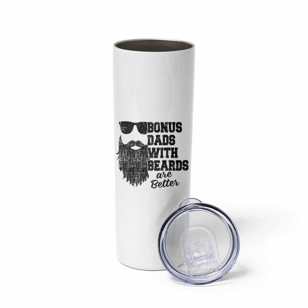 Bonus Dads With Beards Are Better Skinny Tumbler Retro Step Dad Fathers Day